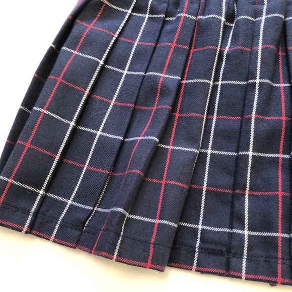 Tommy Hilfiger school girl pleated skirt red/white/blue gold tone snap 4T - Picture 10 of 14